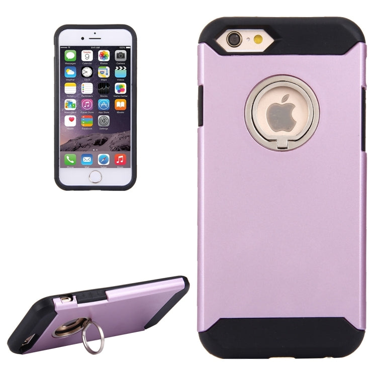 For iPhone 6 & 6s Anti-Drop Shockproof Dual Layer TPU + PC Protective Case with Hidden Ring Holder