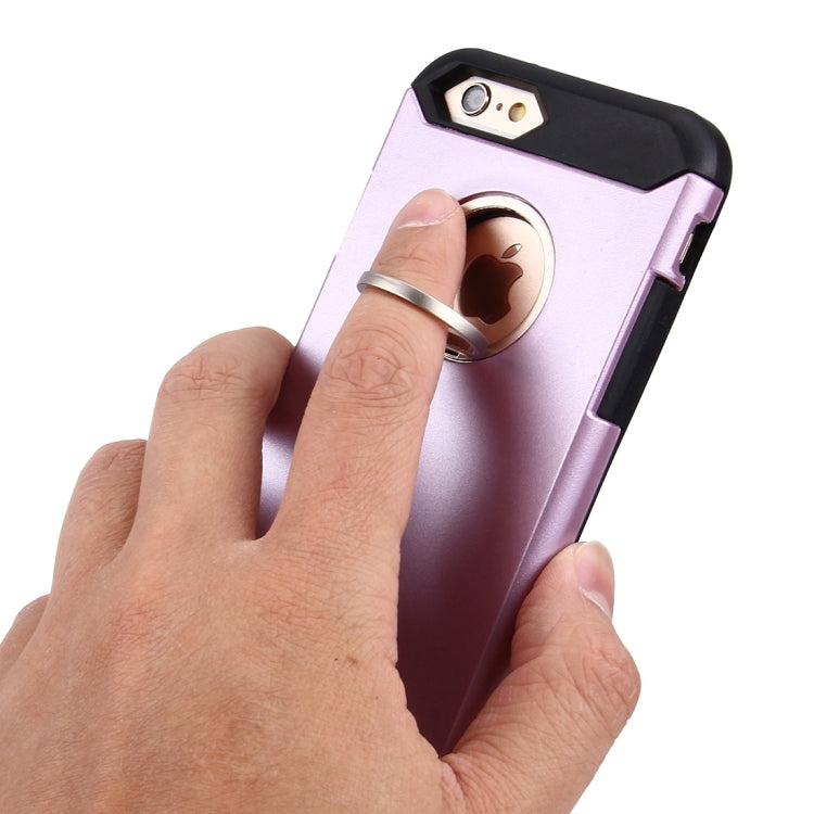 For iPhone 6 & 6s Anti-Drop Shockproof Dual Layer TPU + PC Protective Case with Hidden Ring Holder