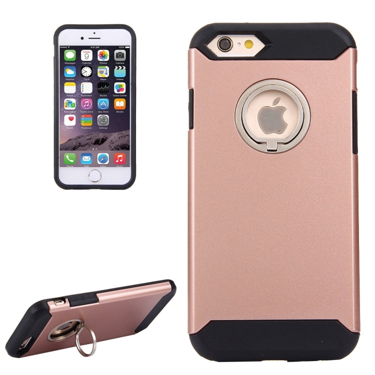 For iPhone 6 & 6s Anti-Drop Shockproof Dual Layer TPU + PC Protective Case with Hidden Ring Holder