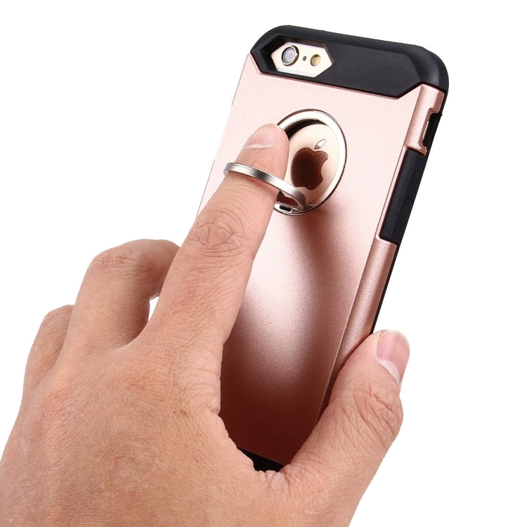 For iPhone 6 & 6s Anti-Drop Shockproof Dual Layer TPU + PC Protective Case with Hidden Ring Holder