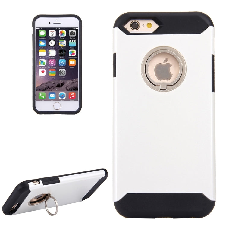 For iPhone 6 & 6s Anti-Drop Shockproof Dual Layer TPU + PC Protective Case with Hidden Ring Holder