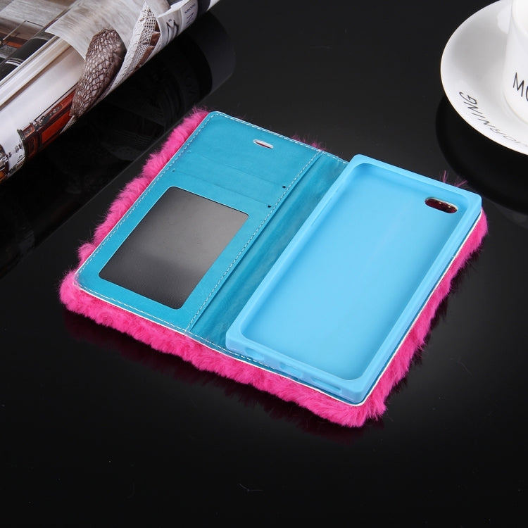 For iPhone 6 & 6s Rabbit Hair Diamond Encrusted Horizontal Flip Leather Case with Holder & Card Slots & Wallet &