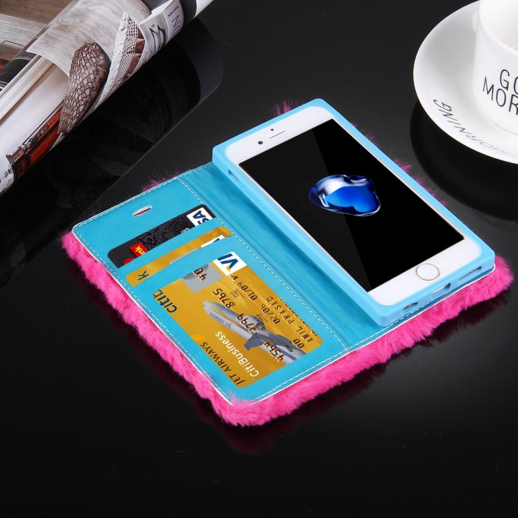 For iPhone 6 & 6s Rabbit Hair Diamond Encrusted Horizontal Flip Leather Case with Holder & Card Slots & Wallet &