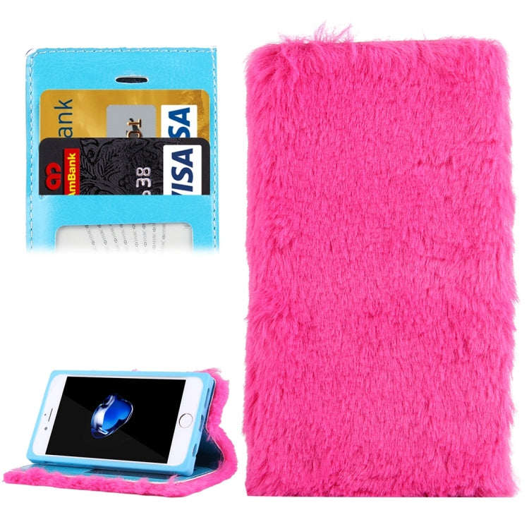 For iPhone 6 & 6s Rabbit Hair Diamond Encrusted Horizontal Flip Leather Case with Holder & Card Slots & Wallet &