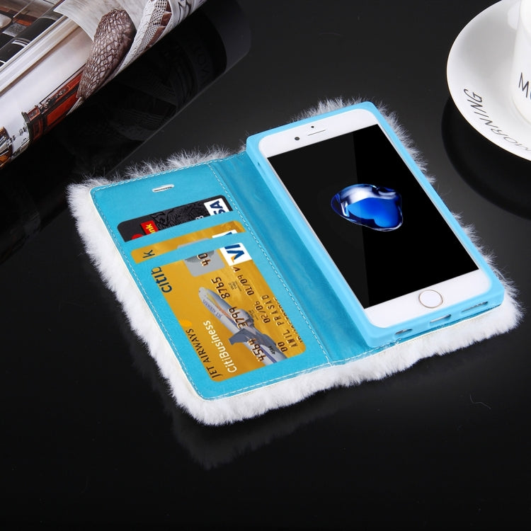 For iPhone 6 & 6s Rabbit Hair Diamond Encrusted Horizontal Flip Leather Case with Holder & Card Slots & Wallet &