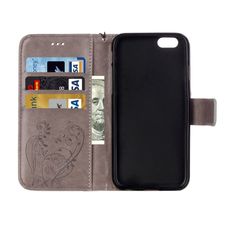 For iPhone 6 & 6s Heart Diamond Encrusted Flowers Embossing Horizontal Flip Leather Case with Holder & Card Slots & Wallet & Lanyard