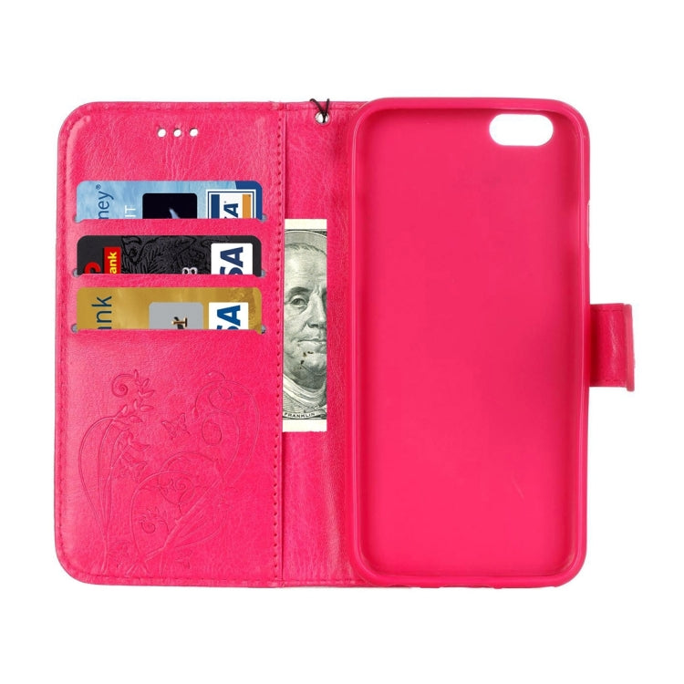For iPhone 6 & 6s Heart Diamond Encrusted Flowers Embossing Horizontal Flip Leather Case with Holder & Card Slots & Wallet & Lanyard