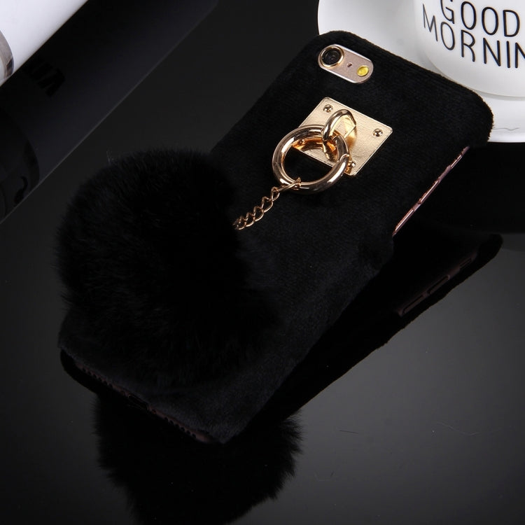 For iPhone 6 & 6s Plush Cloth Cover PC Protective Case with Furry Ball Chain Pendant