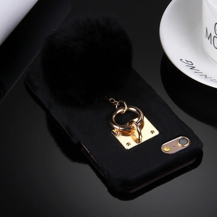 For iPhone 6 & 6s Plush Cloth Cover PC Protective Case with Furry Ball Chain Pendant