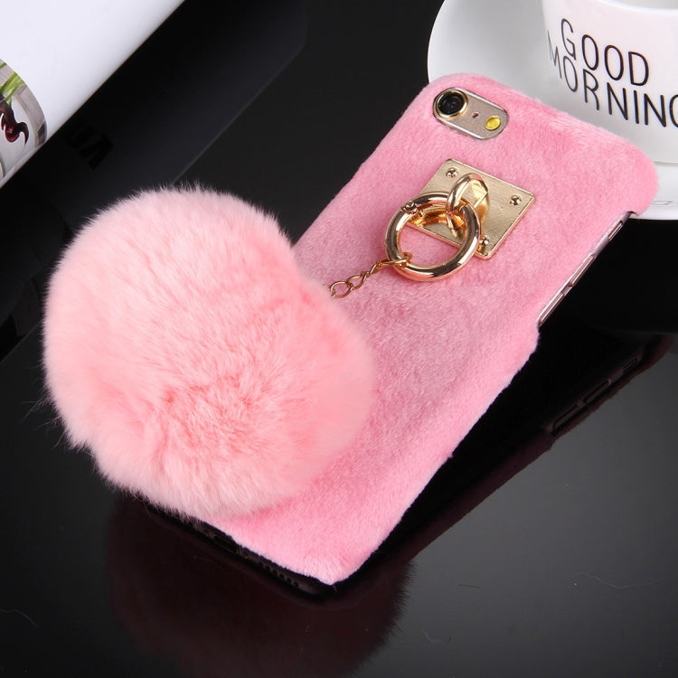 For iPhone 6 & 6s Plush Cloth Cover PC Protective Case with Furry Ball Chain Pendant