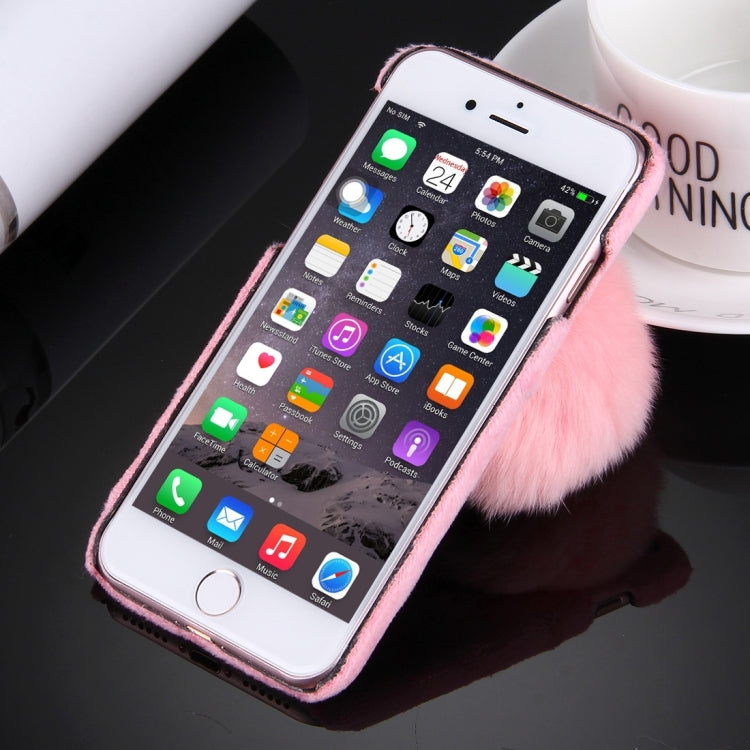 For iPhone 6 & 6s Plush Cloth Cover PC Protective Case with Furry Ball Chain Pendant
