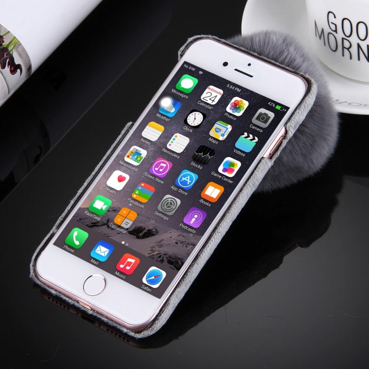 For iPhone 6 & 6s Plush Cloth Cover PC Protective Case with Furry Ball Chain Pendant
