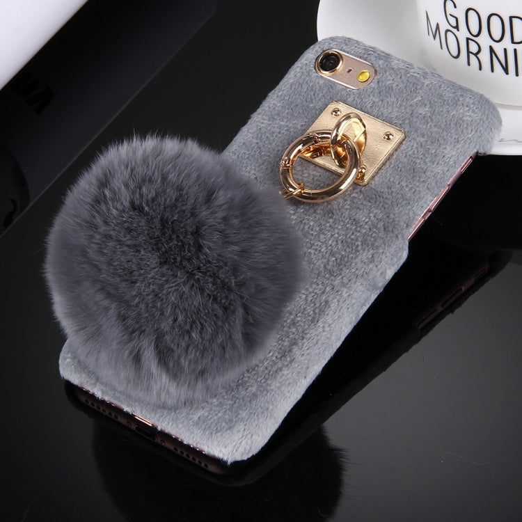For iPhone 6 & 6s Plush Cloth Cover PC Protective Case with Furry Ball Chain Pendant