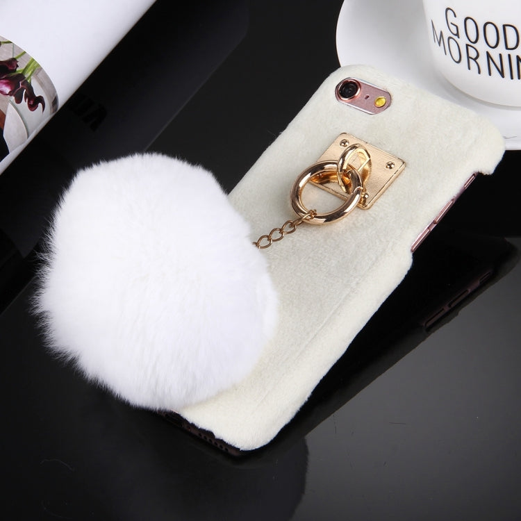 For iPhone 6 & 6s Plush Cloth Cover PC Protective Case with Furry Ball Chain Pendant