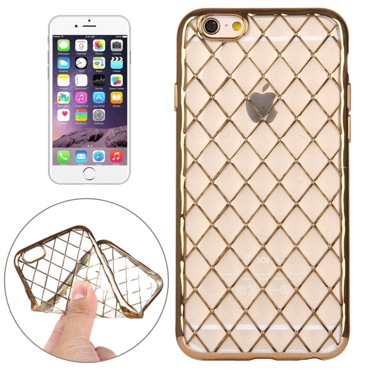 For iPhone 6 & 6s Argyles Texture Electroplating Soft TPU Protective Cover Case