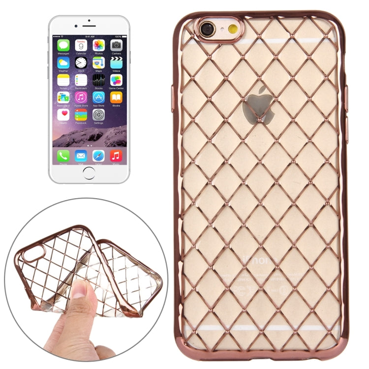 For iPhone 6 & 6s Argyles Texture Electroplating Soft TPU Protective Cover Case