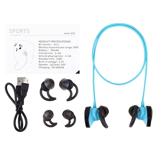 AMW-20 Stereo Wireless Sports Bluetooth 4.2 In-Ear Earphone Headphone With Mic, Effective Bluetooth Distance: 10m, For iPhone / iPad / iPod / PC and Other Bluetooth Devices