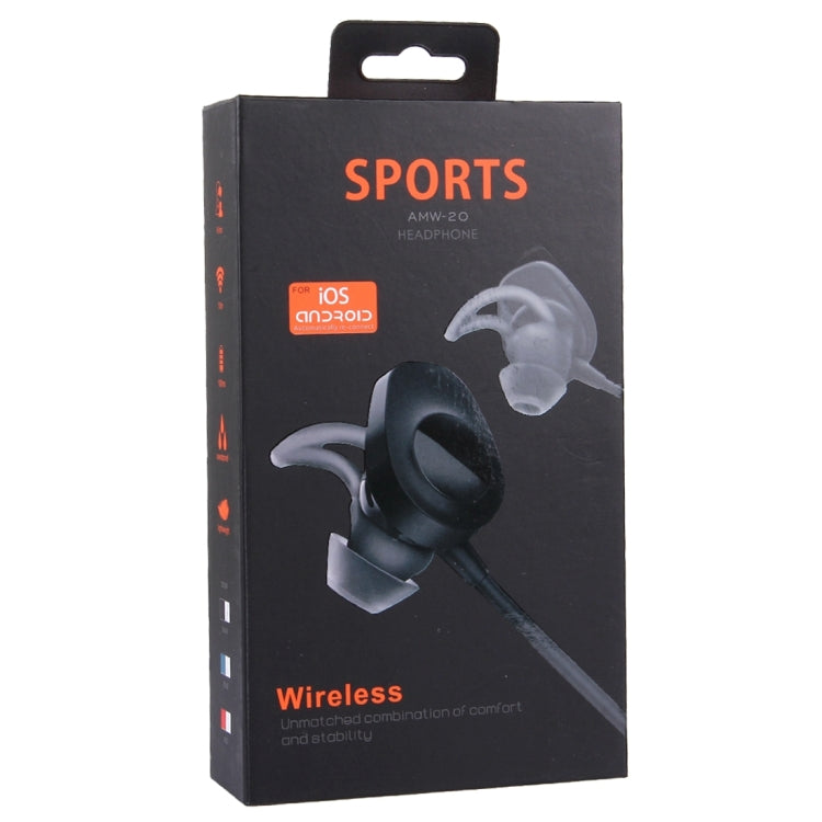 AMW-20 Stereo Wireless Sports Bluetooth 4.2 In-Ear Earphone Headphone With Mic, Effective Bluetooth Distance: 10m, For iPhone / iPad / iPod / PC and Other Bluetooth Devices