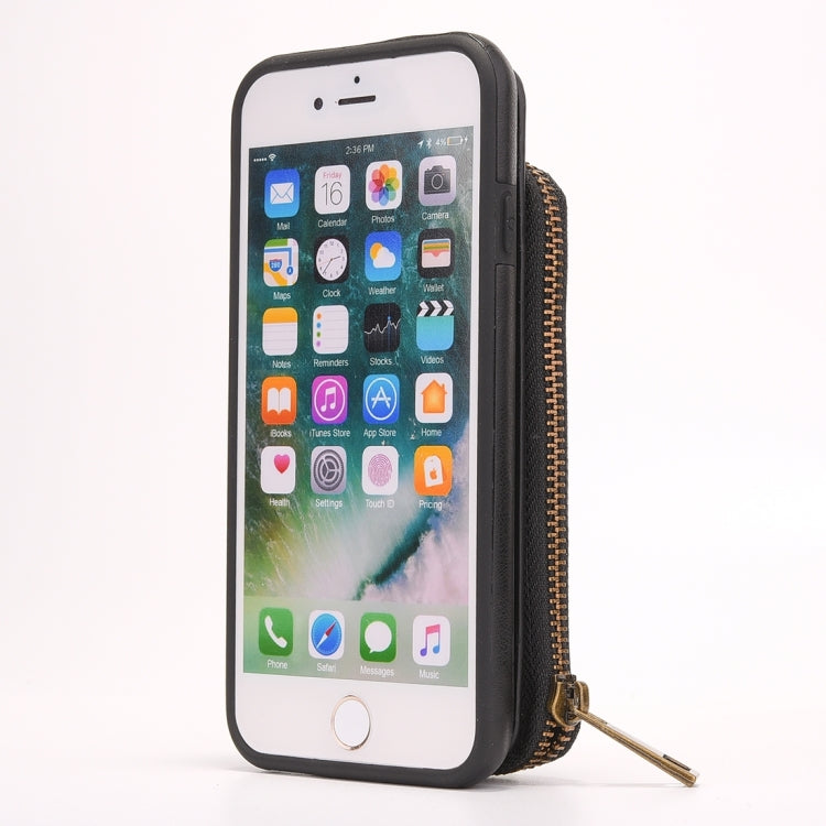 For iPhone 6 & 6s Removable Rotation TPU + Leather Protective Case with Zipper Wallet Bag