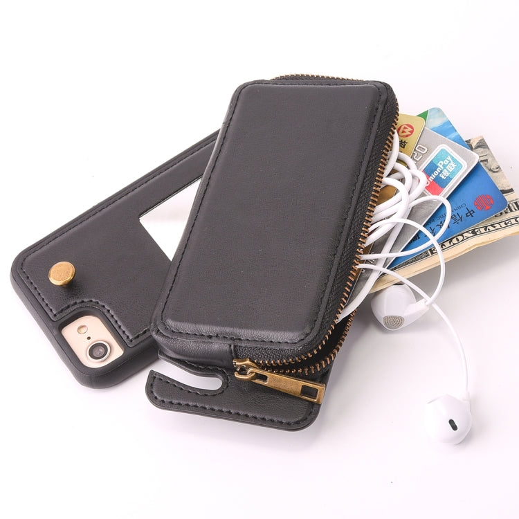 For iPhone 6 & 6s Removable Rotation TPU + Leather Protective Case with Zipper Wallet Bag