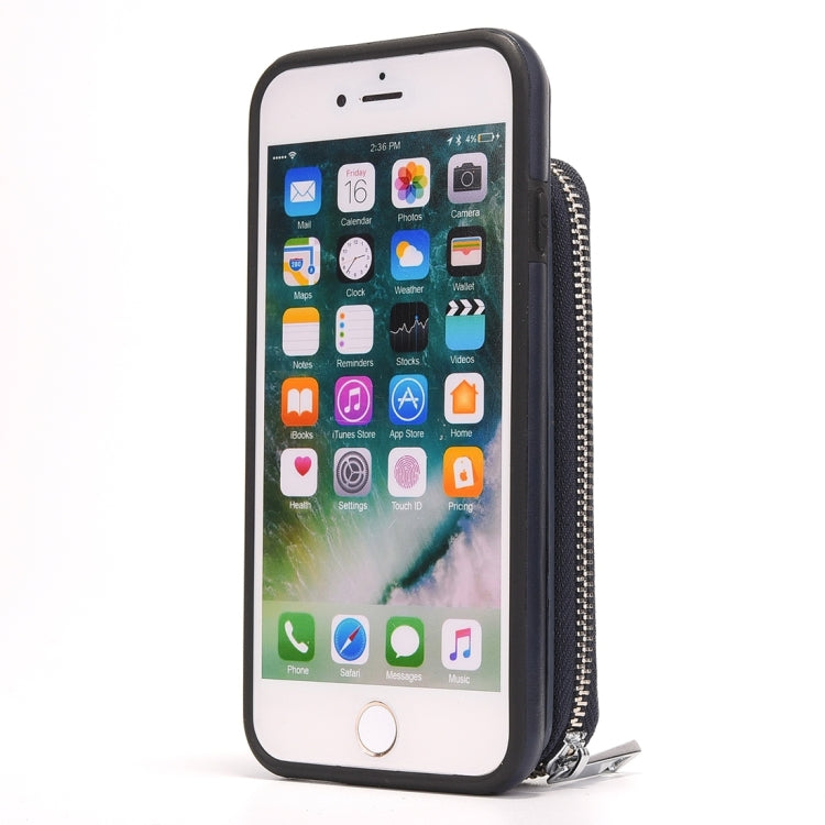 For iPhone 6 & 6s Removable Rotation TPU + Leather Protective Case with Zipper Wallet Bag