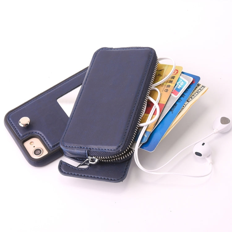 For iPhone 6 & 6s Removable Rotation TPU + Leather Protective Case with Zipper Wallet Bag