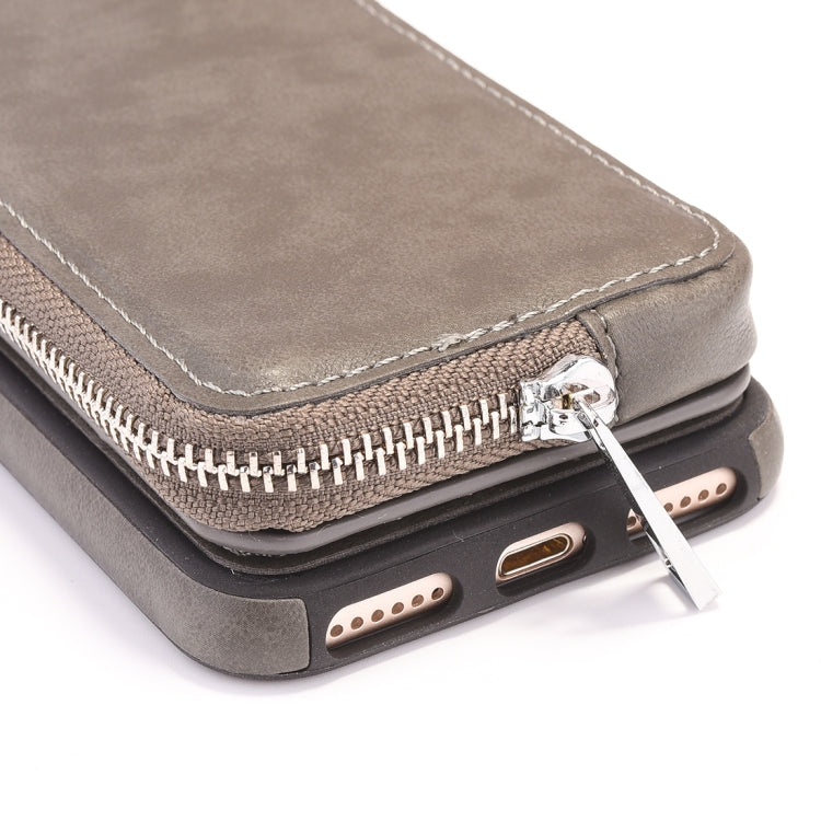 For iPhone 6 & 6s Removable Rotation TPU + Leather Protective Case with Zipper Wallet Bag