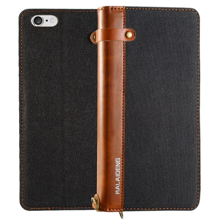 KALAIDENG FUNWEAR X Series for iPhone 6 & 6s Linen Leather + TPU Horizontal Flip Leather Case with Card Slots & Holder & Lanyard(Black)