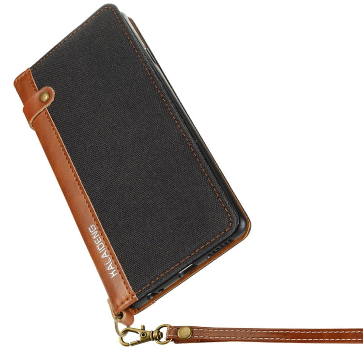 KALAIDENG FUNWEAR X Series for iPhone 6 & 6s Linen Leather + TPU Horizontal Flip Leather Case with Card Slots & Holder & Lanyard(Black)