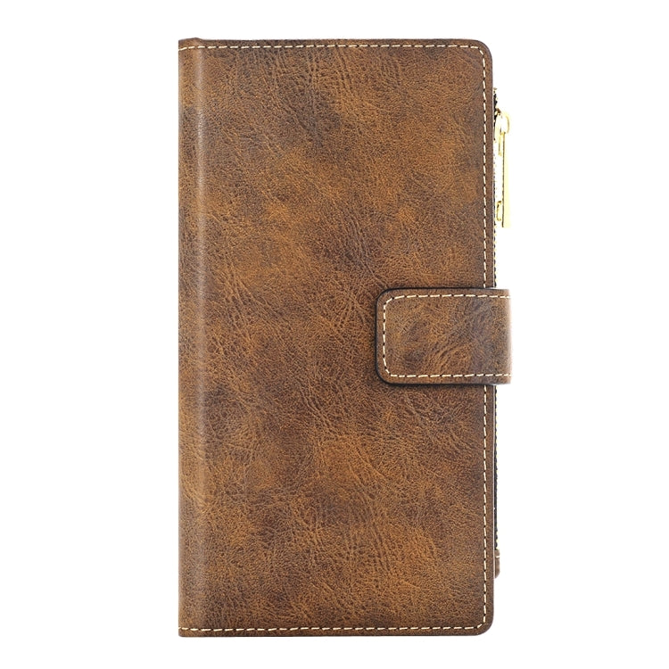 For iPhone 6 & 6s Retro Style Crazy Horse Texture Horizontal Flip Leather Case with Separable Back Cover & Zip Fastener & Card Slot & Wallet & Magnetic Buckle