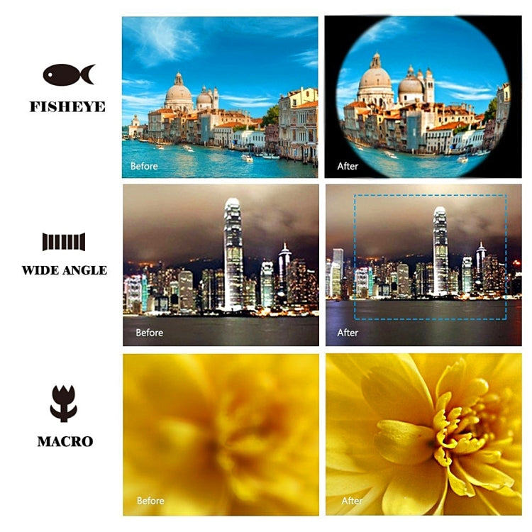 Universal 0.4X Wide Angle Multi-function LED Flash Light Phone Lens with Clip, For iPhone, Samsung, HTC, Sony, Huawei, Xiaomi and Other Smartphones(Gold)