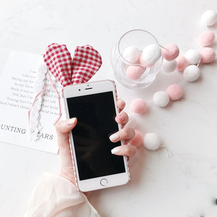 For iPhone 6 & 6s Rabbit ears Grid Pattern PC Protective Case