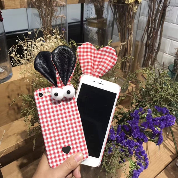 For iPhone 6 & 6s Rabbit ears Grid Pattern PC Protective Case