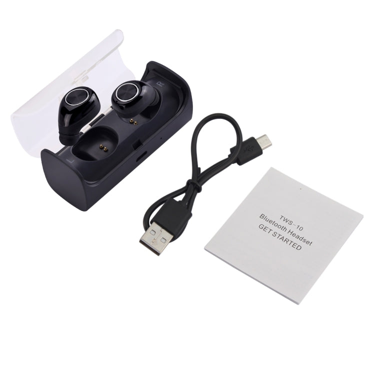 TWS-10 Wireless Bluetooth Binaural Stereo Bass Earphones Mini  Isolation In-Ear Earphones with Charging Box, for iPhone, Samsung, HTC, Sony and other Smartphones