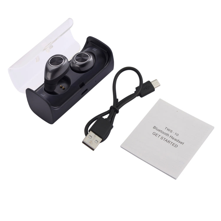 TWS-10 Wireless Bluetooth Binaural Stereo Bass Earphones Mini  Isolation In-Ear Earphones with Charging Box, for iPhone, Samsung, HTC, Sony and other Smartphones