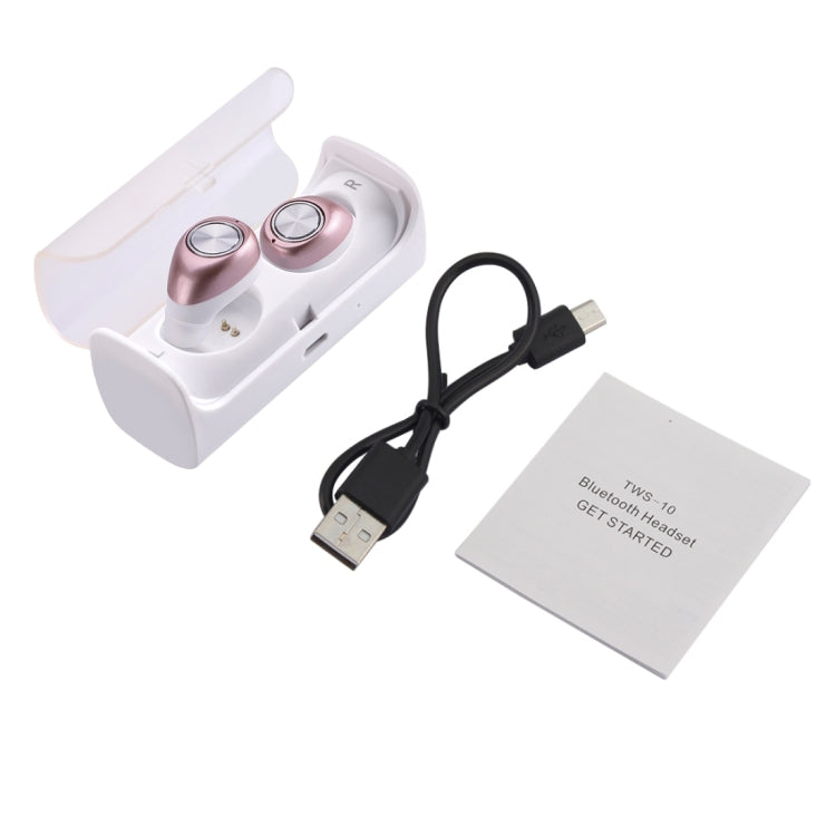 TWS-10 Wireless Bluetooth Binaural Stereo Bass Earphones Mini  Isolation In-Ear Earphones with Charging Box, for iPhone, Samsung, HTC, Sony and other Smartphones