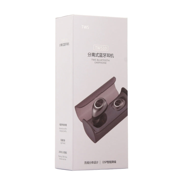 TWS-10 Wireless Bluetooth Binaural Stereo Bass Earphones Mini  Isolation In-Ear Earphones with Charging Box, for iPhone, Samsung, HTC, Sony and other Smartphones