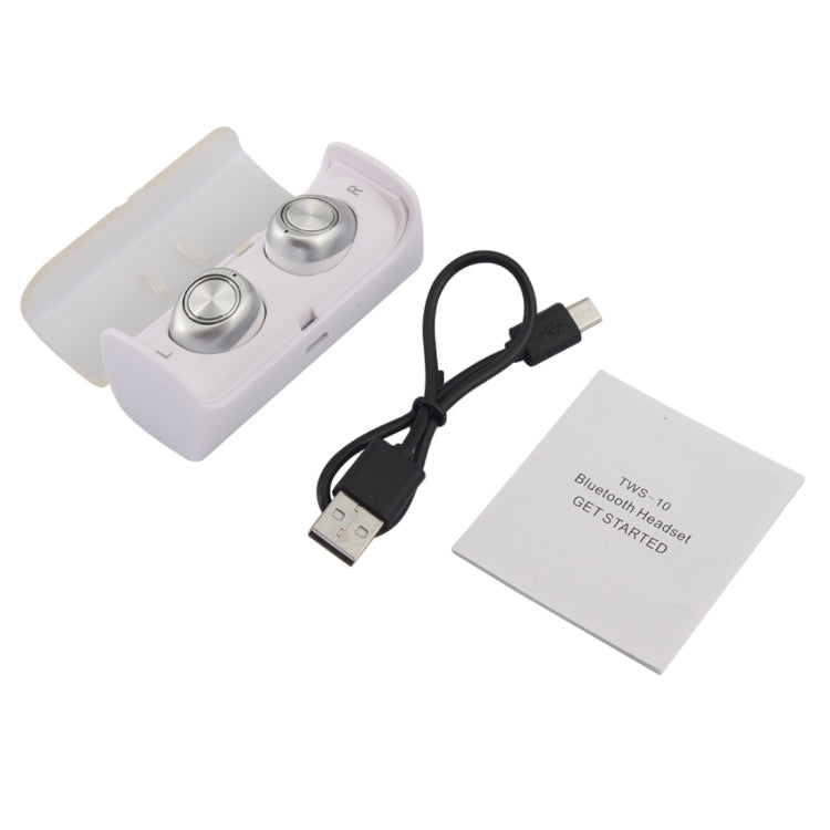 TWS-10 Wireless Bluetooth Binaural Stereo Bass Earphones Mini  Isolation In-Ear Earphones with Charging Box, for iPhone, Samsung, HTC, Sony and other Smartphones