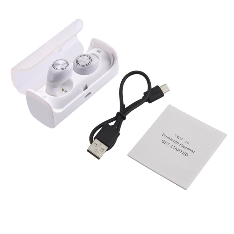 TWS-10 Wireless Bluetooth Binaural Stereo Bass Earphones Mini  Isolation In-Ear Earphones with Charging Box, for iPhone, Samsung, HTC, Sony and other Smartphones