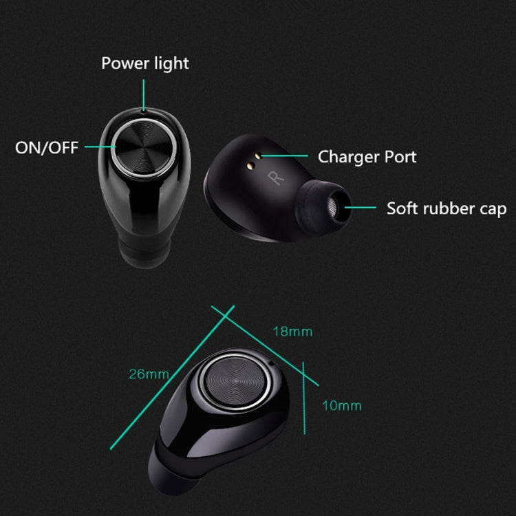 TWS-10 Wireless Bluetooth Binaural Stereo Bass Earphones Mini  Isolation In-Ear Earphones with Charging Box, for iPhone, Samsung, HTC, Sony and other Smartphones