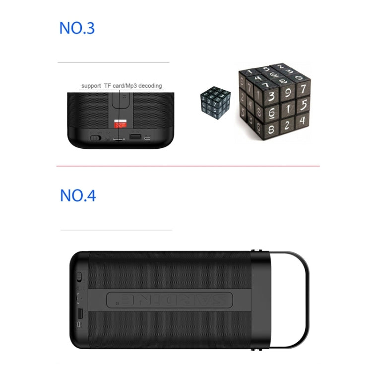 SARDiNE A9 Multifunctional Outdoor Wireless Bluetooth Speaker, with Mic, Support Hands-free Answer Phone & Micro SD TF Card & USB & AUX Line In
