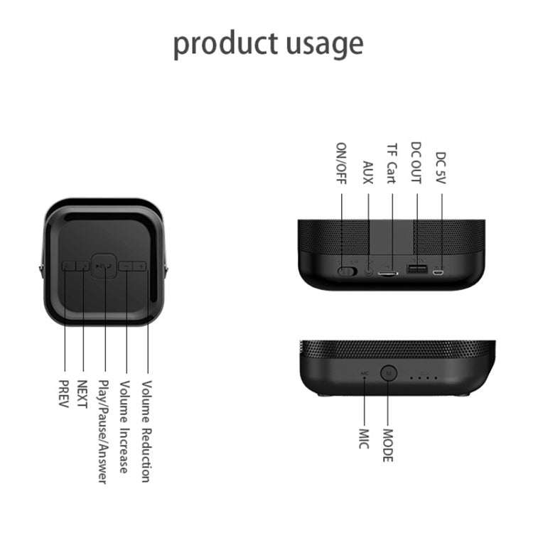 SARDiNE A9 Multifunctional Outdoor Wireless Bluetooth Speaker, with Mic, Support Hands-free Answer Phone & Micro SD TF Card & USB & AUX Line In