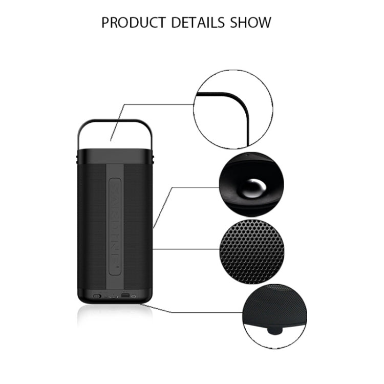 SARDiNE A9 Multifunctional Outdoor Wireless Bluetooth Speaker, with Mic, Support Hands-free Answer Phone & Micro SD TF Card & USB & AUX Line In