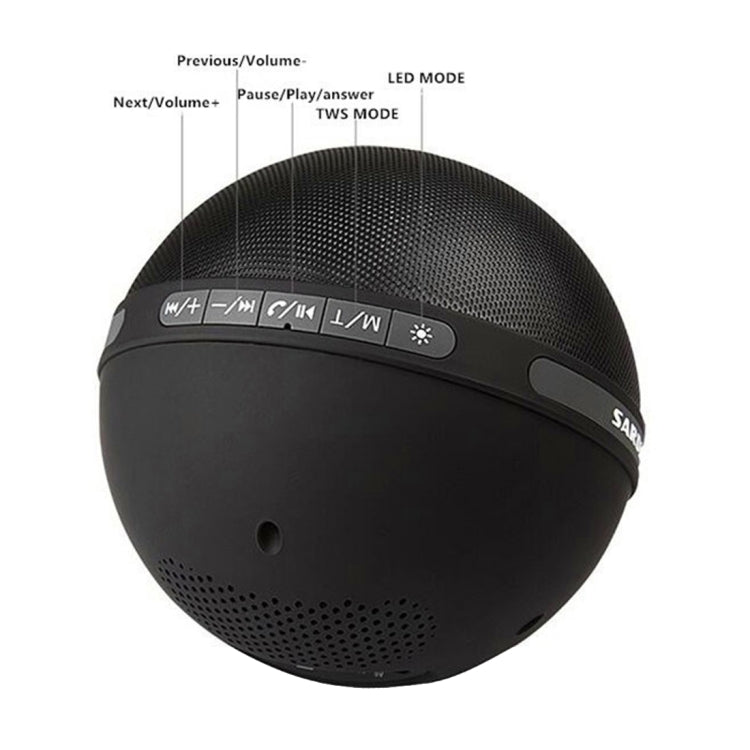 SARDiNE B2 Multifunctional Wireless Bluetooth Speaker , with Mic & Color LED Light, Support Hands-free Answer Phone & Micro SD TF Card & AUX Line In(Black)