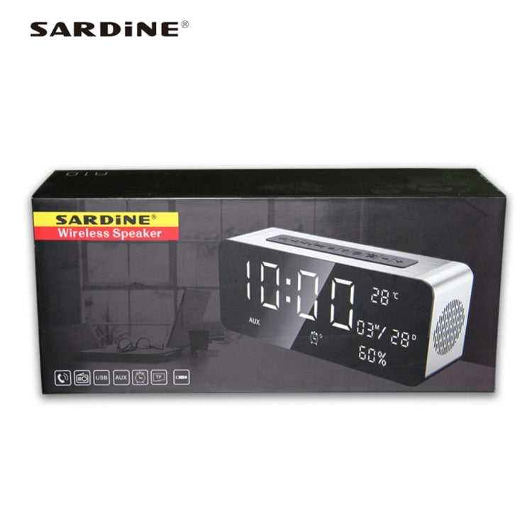 SARDiNE A10 Multifunctional Music Playback Bluetooth Speaker, with LCD Display, Support Hands-free Call & Thermometer & Alarm Clock & TF Card & U-disk & AUX Line In and Out & FM Function
