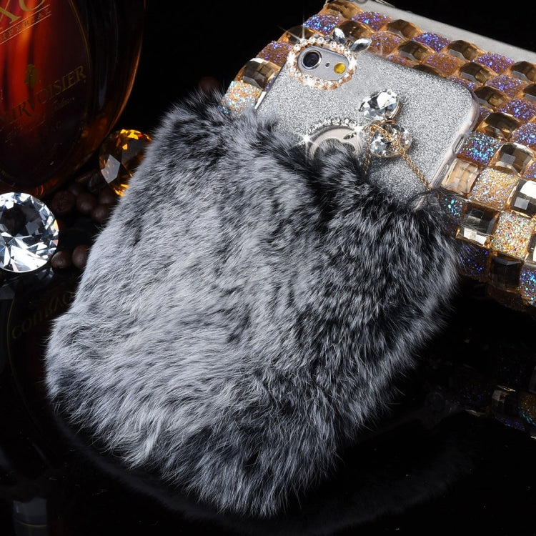 For iPhone 6 & 6s Genuine Rabbit Hair Diamond Encrusted Flash Powder Soft TPU Protective Case