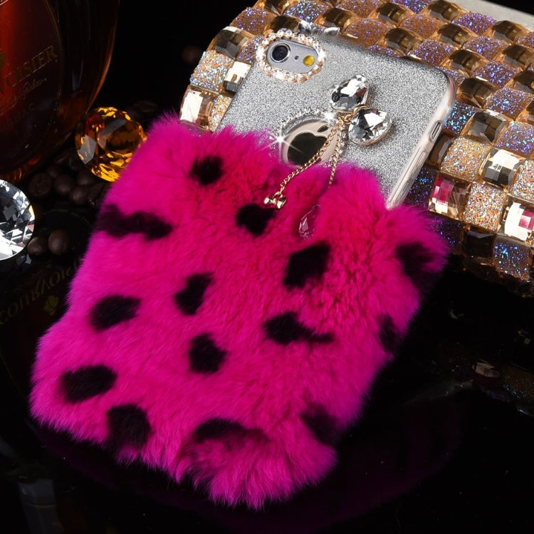 For iPhone 6 & 6s Genuine Rabbit Hair Diamond Encrusted Flash Powder Soft TPU Protective Case