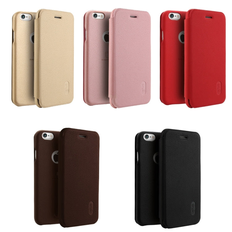 Lenuo for iPhone 6 & 6s PU+PC Litchi Texture Horizontal Flip Leather Case with Card Slots