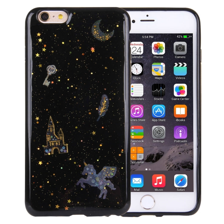 For iPhone 6 & 6s Flash Powder Twinkling NightSky Last Quarter Moon Pattern Soft TPU Protective Case