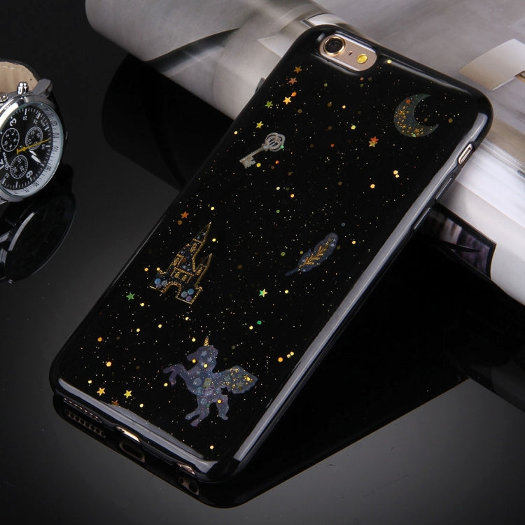 For iPhone 6 & 6s Flash Powder Twinkling NightSky Last Quarter Moon Pattern Soft TPU Protective Case